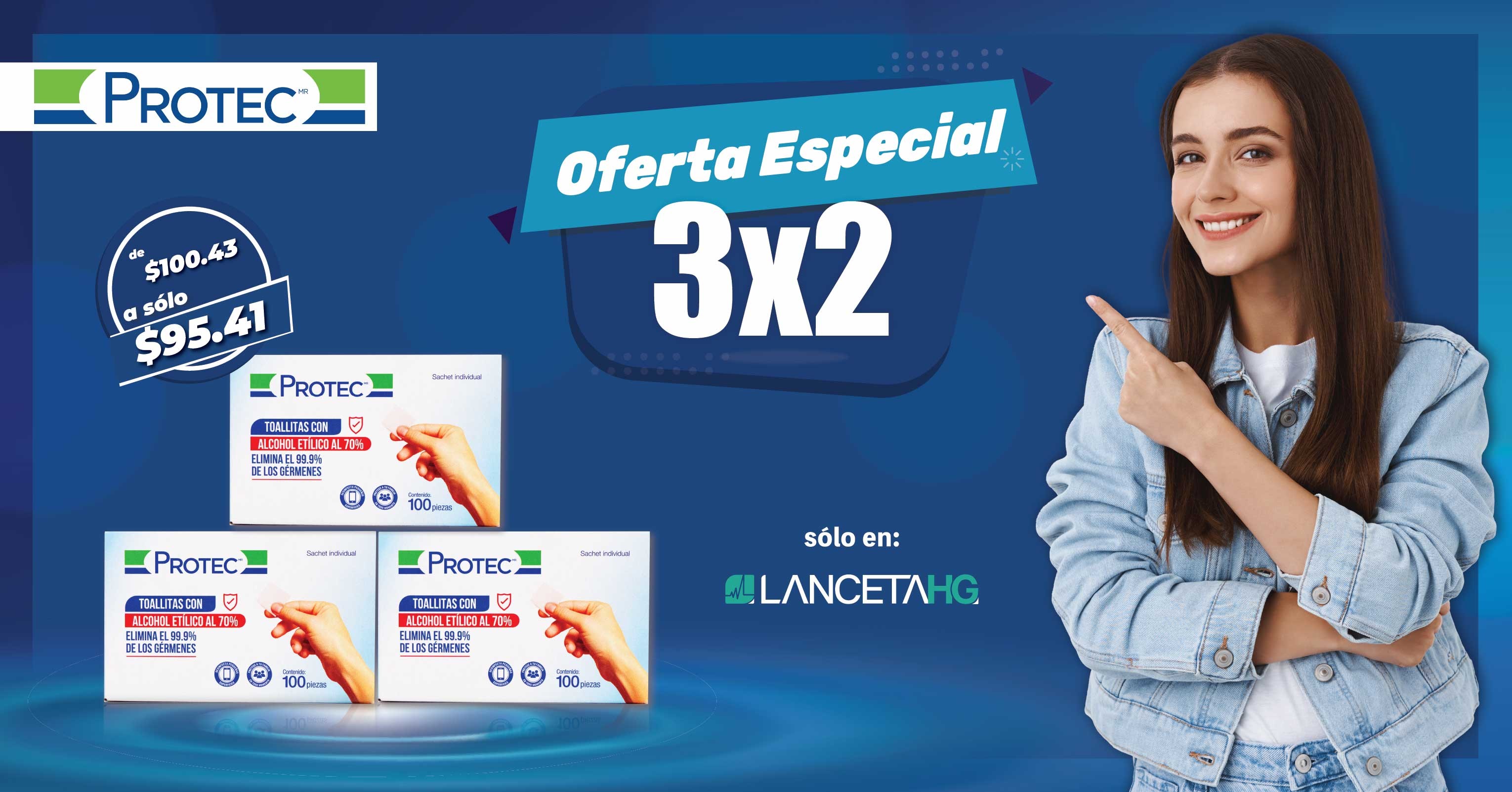 Oferta 3X2 Toallitas desinfectantes Protec